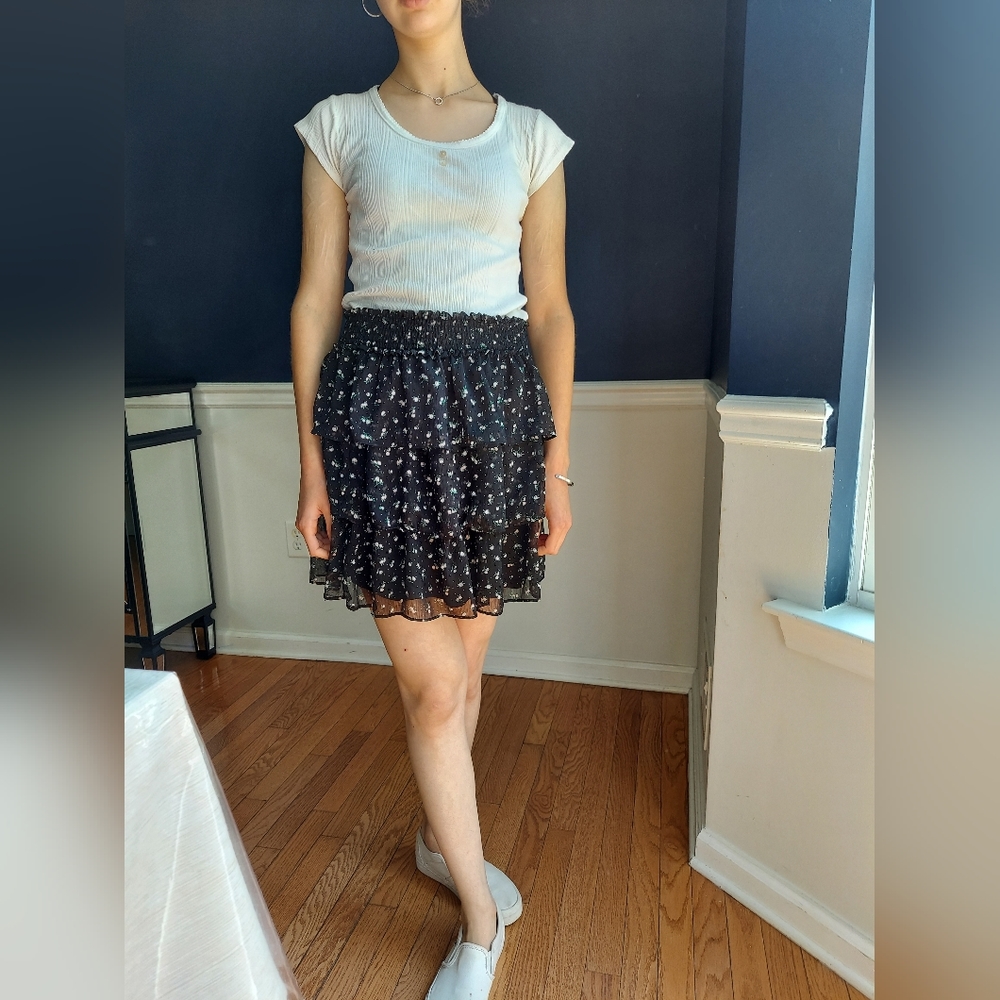 Womens tiered ruffle mini skirt